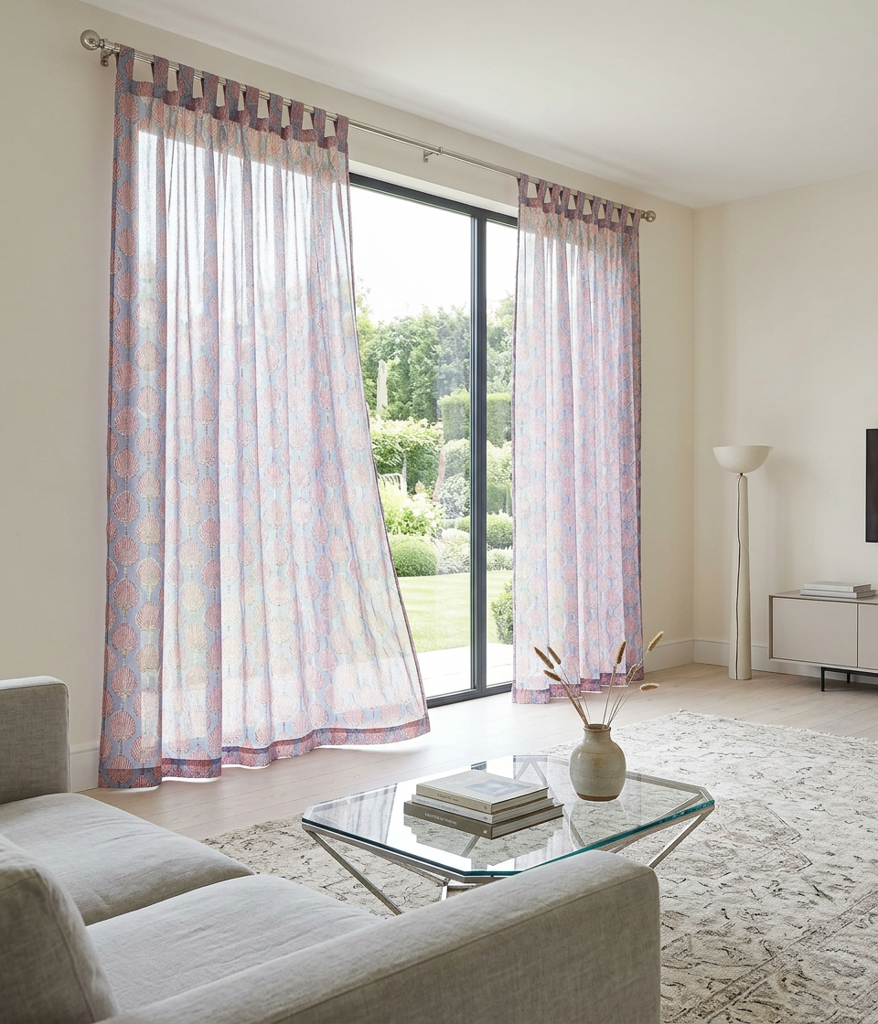 Coral Mist Semi Sheer Curtains