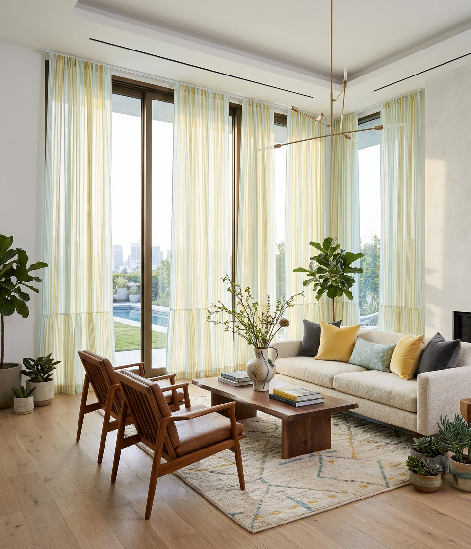 Sun Stripe Semi Sheer Curtains
