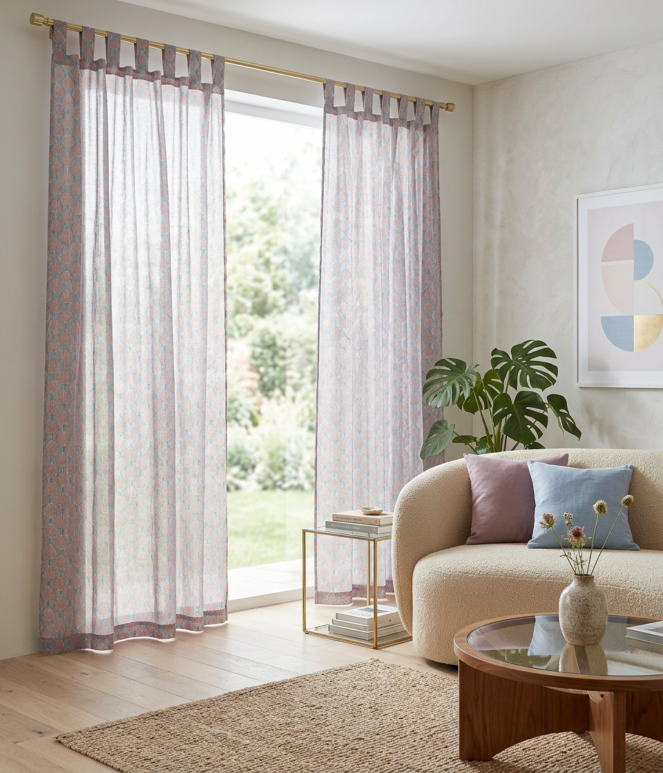Coral Mist Semi Sheer Curtains