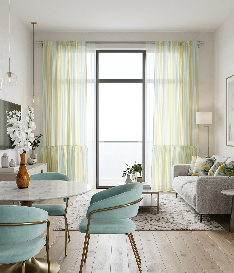 Sun Stripe Semi Sheer Curtains