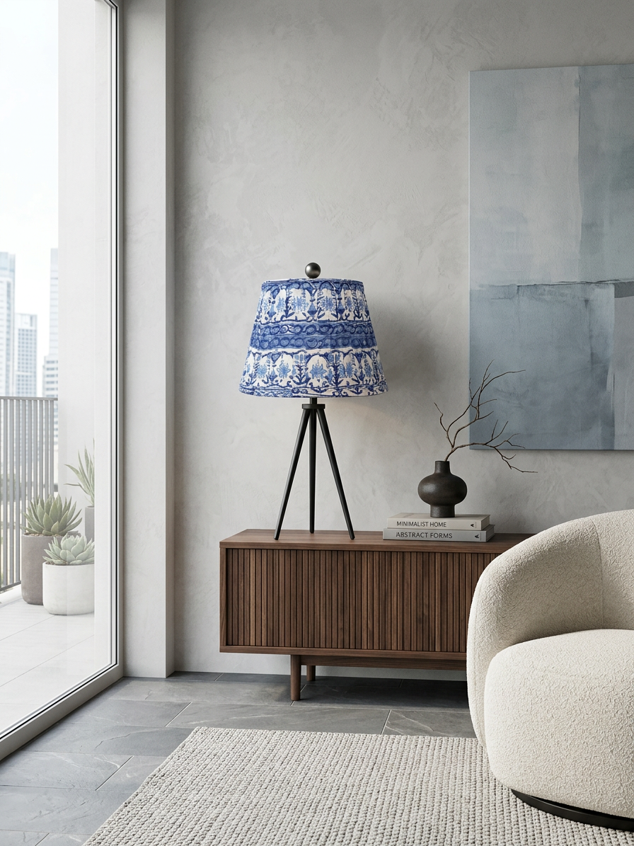Capri Blue Classic Box Pleat Empire Lampshade