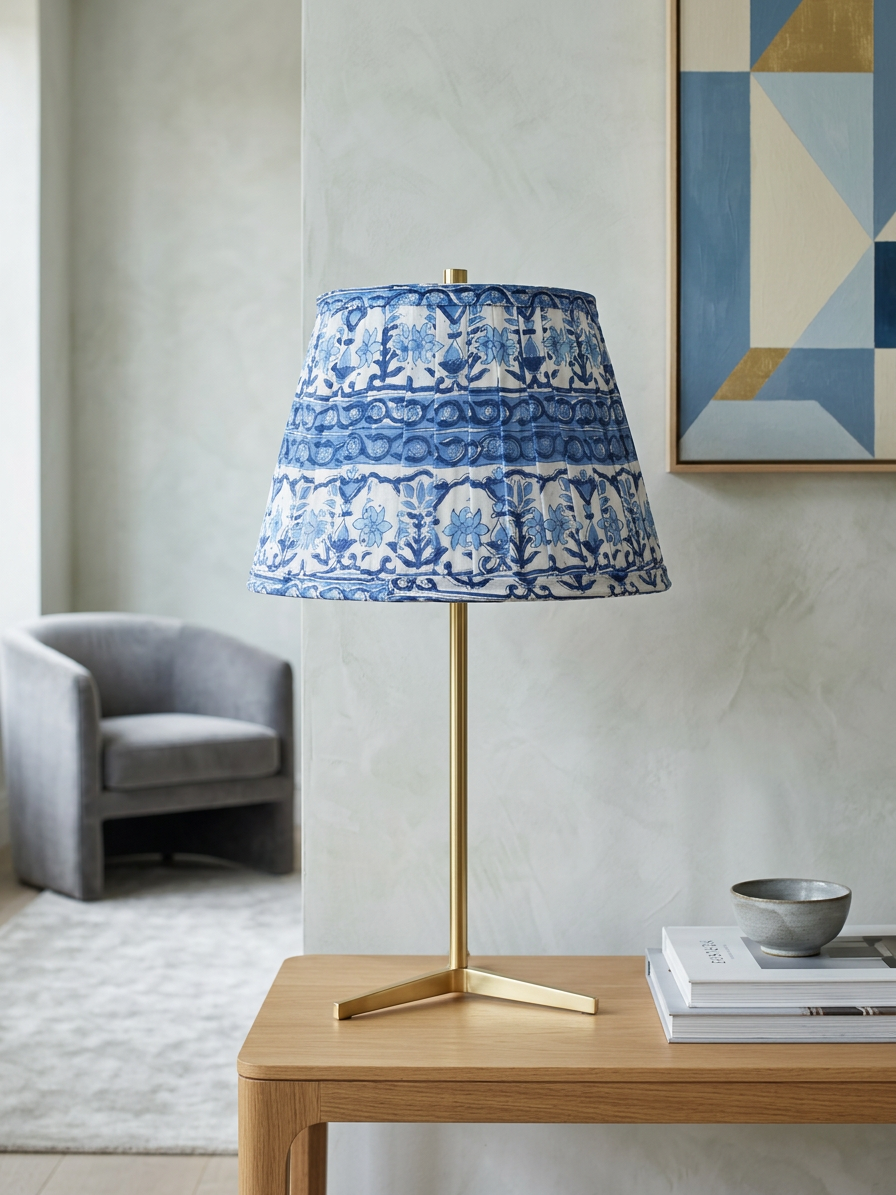 Capri Blue Classic Box Pleat Empire Lampshade