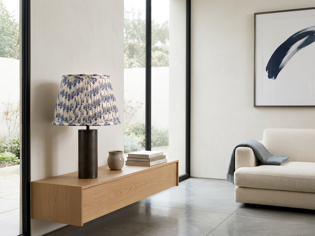 The Indigo Bloom Pleated Lampshade