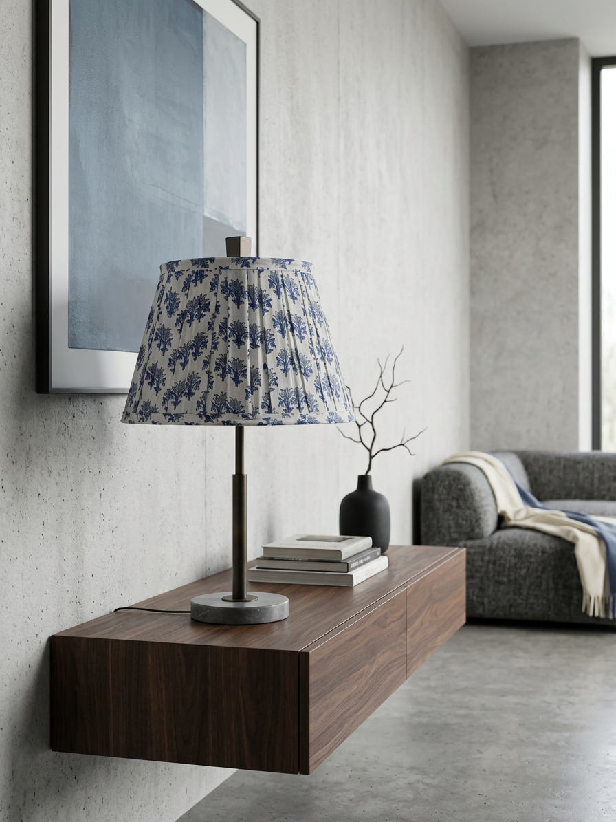 Linden Blue Classic Box Pleat Empire Lampshade