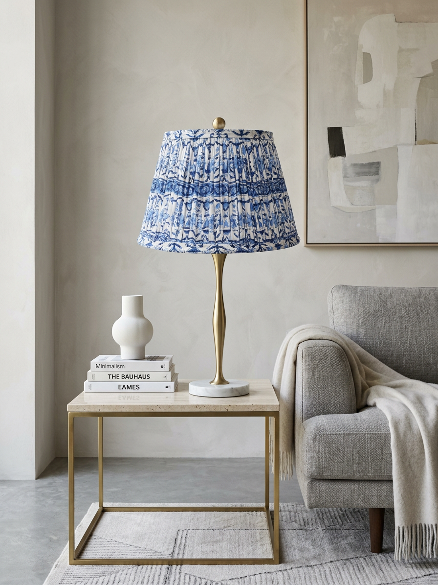 Capri Blue Gathered Empire Lampshade