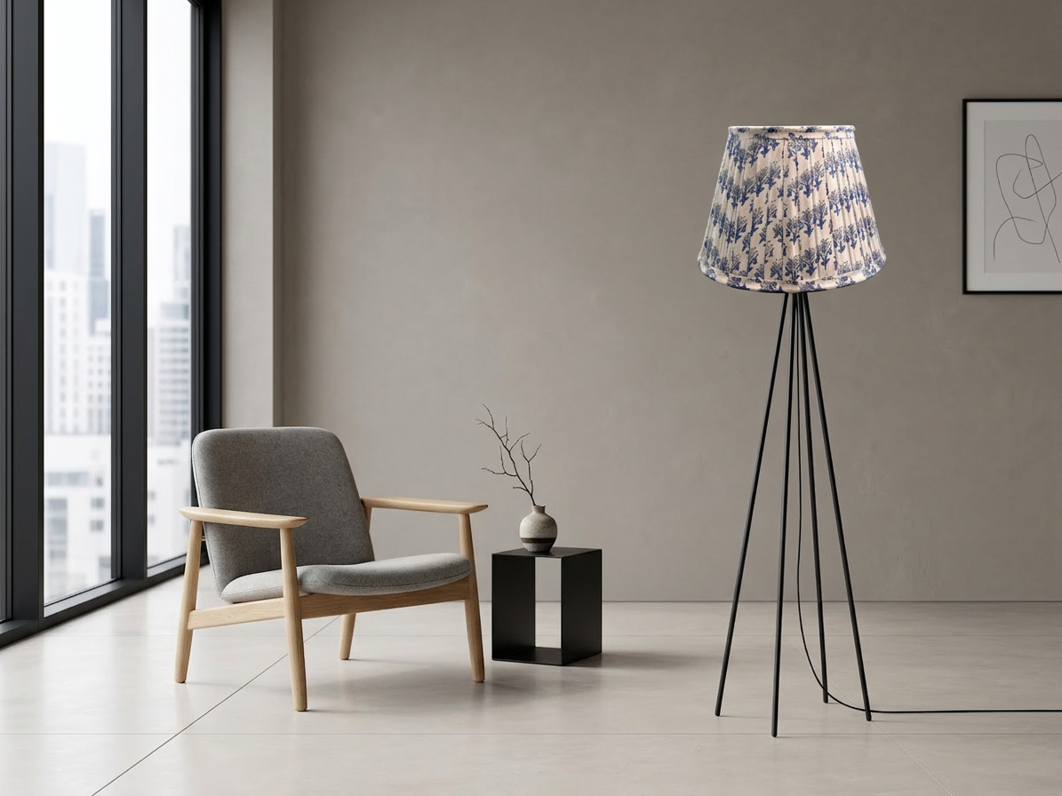 The Indigo Bloom Pleated Lampshade