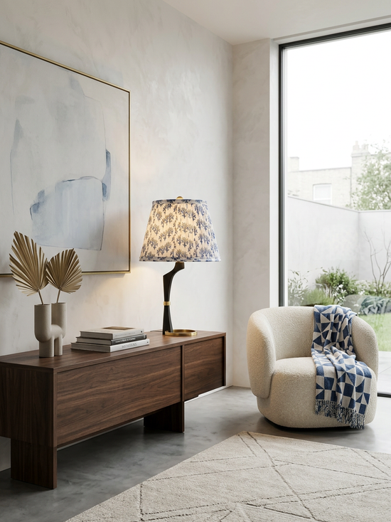 Linden Blue Classic Box Pleat Empire Lampshade