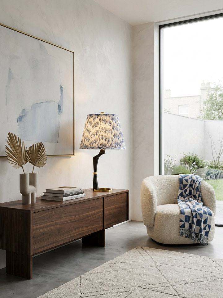 Linden Blue Classic Box Pleat Empire Lampshade