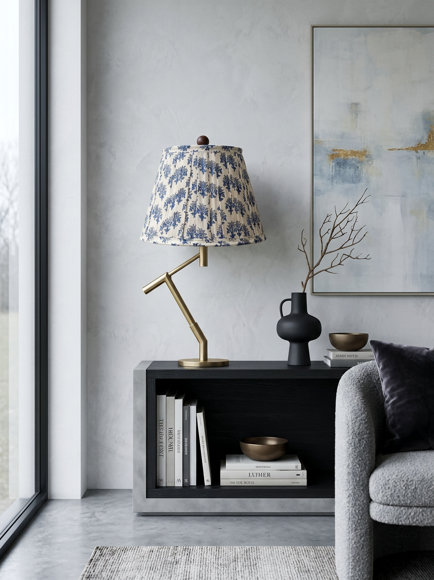 Linden Blue Classic Box Pleat Empire Lampshade