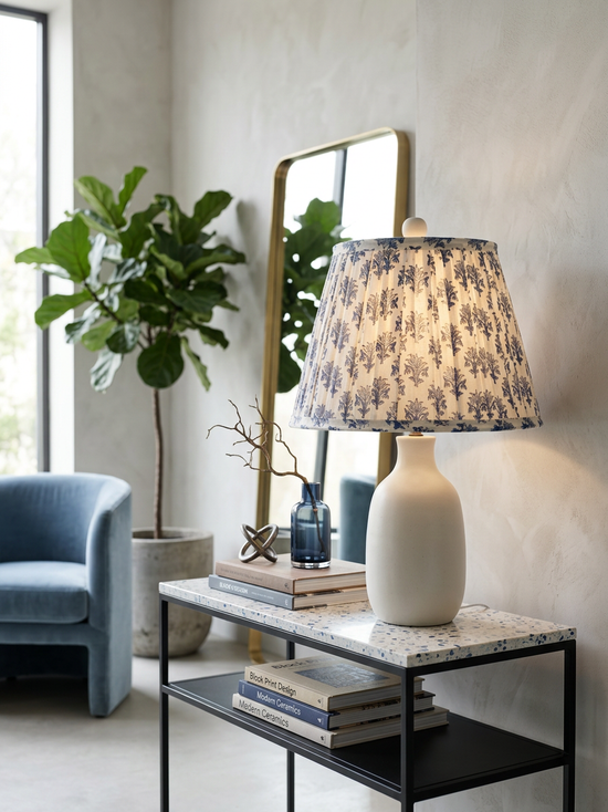 Linden Blue Classic Box Pleat Empire Lampshade