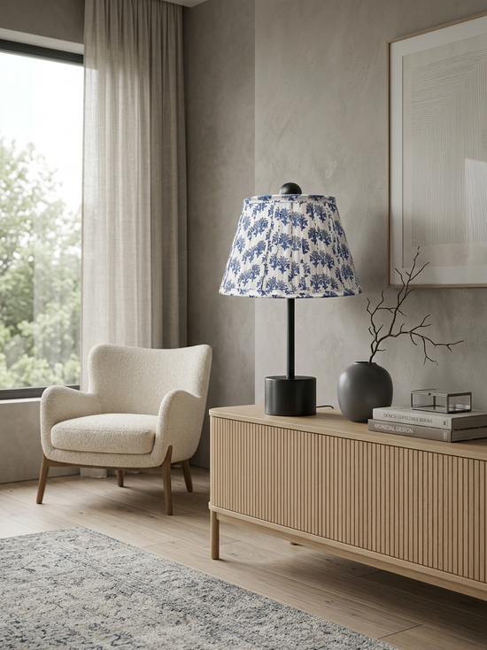 Linden Blue Classic Box Pleat Empire Lampshade