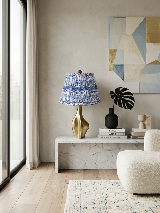 Capri Blue Gathered Empire Lampshade