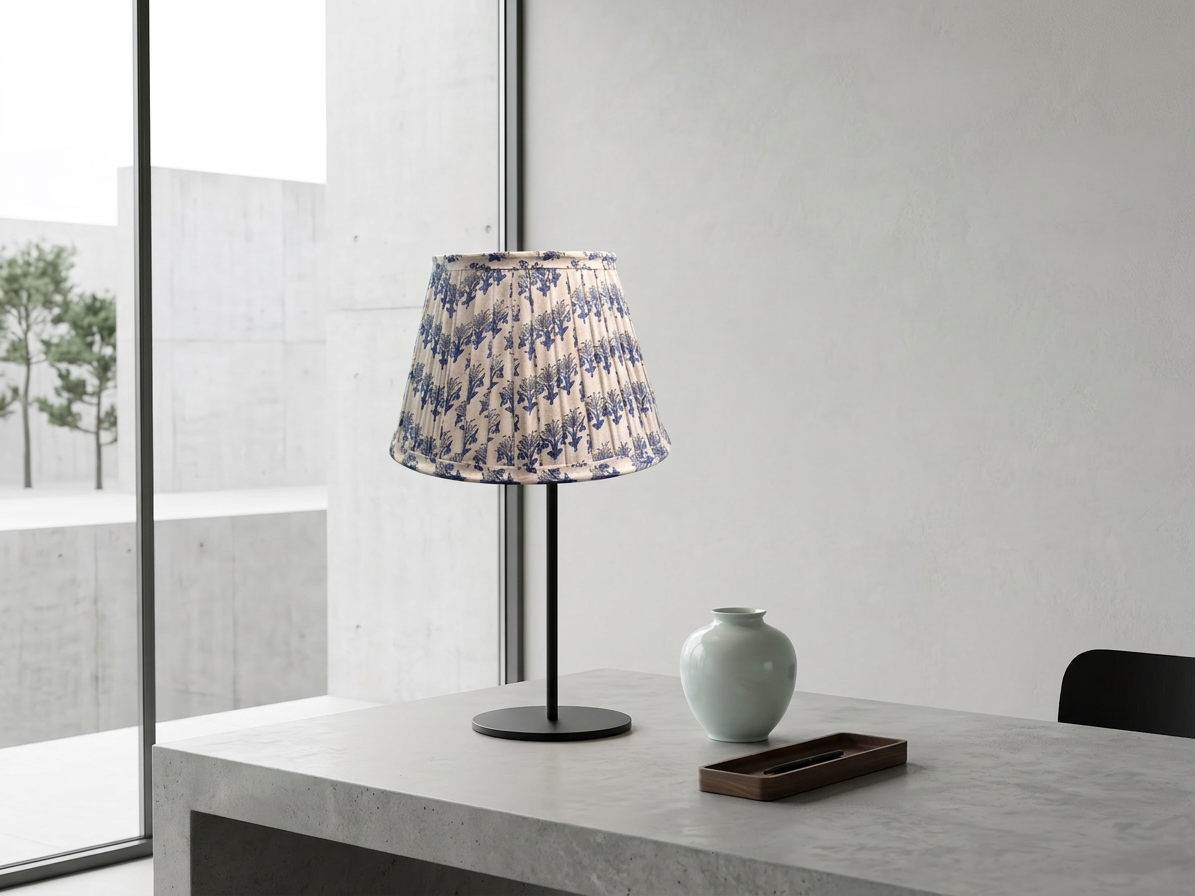 The Indigo Bloom Pleated Lampshade