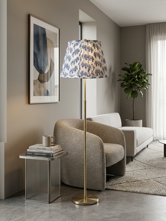 Linden Blue Classic Box Pleat Empire Lampshade
