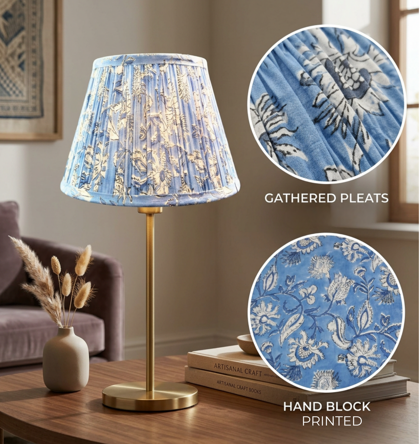 Amalfi Indigo Gathered Empire Lampshade