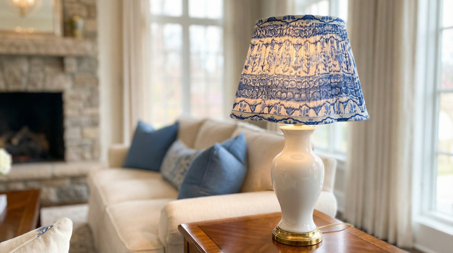 Capri Blue Gathered Empire Lampshade