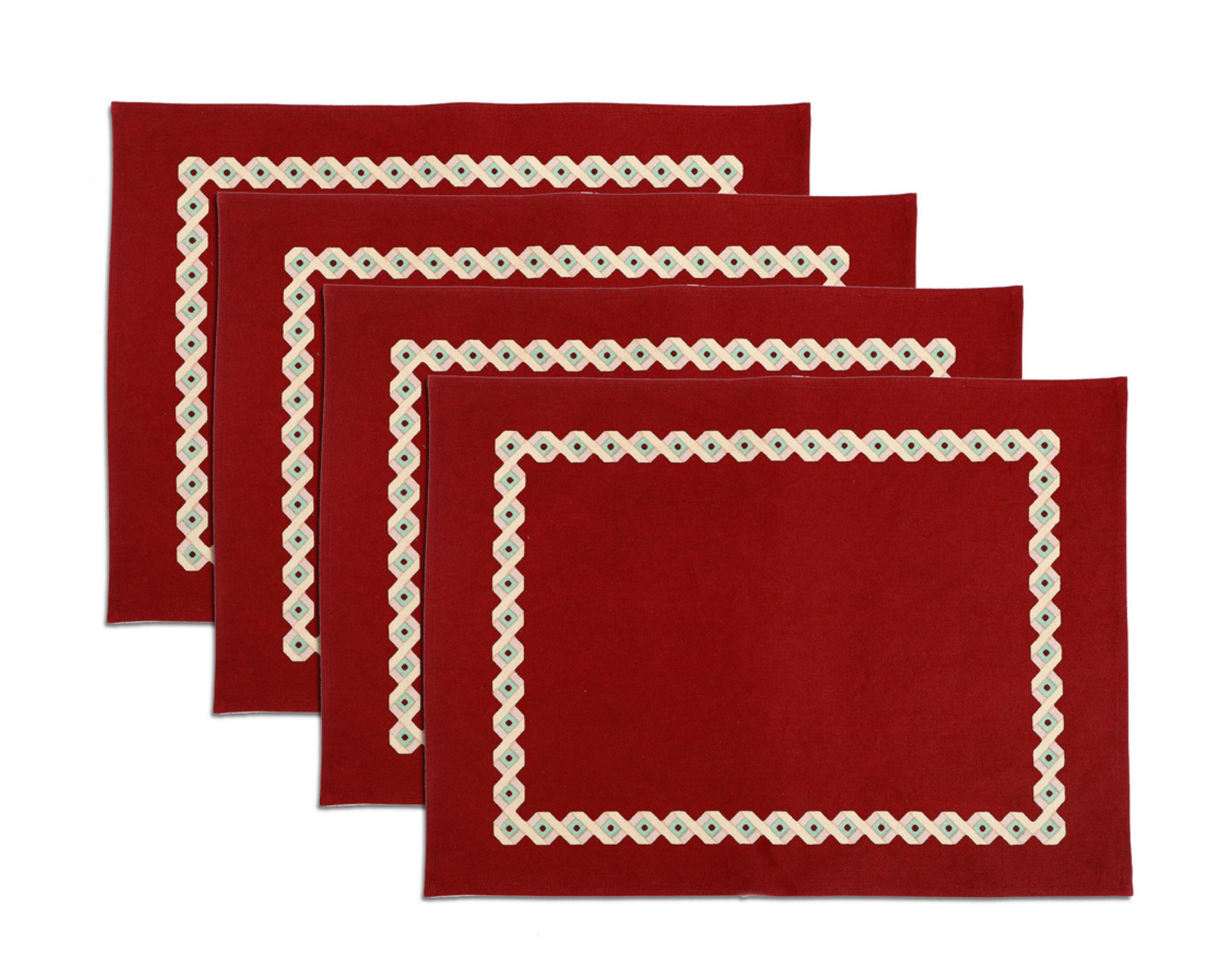 Ruby Lattice Placemats & Cloth Napkins - Set of 4