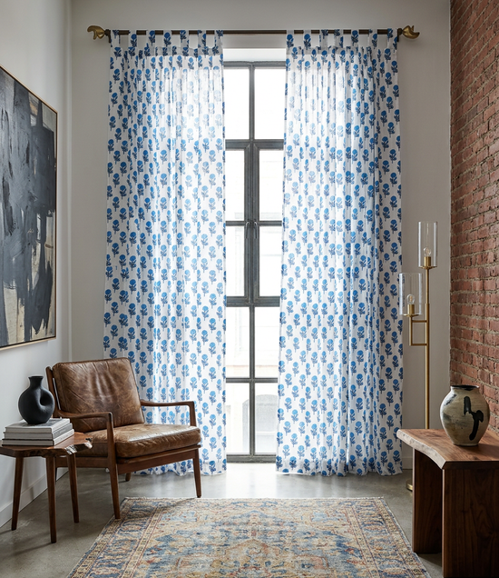 Bleu Jardin Semi-Sheer Curtain