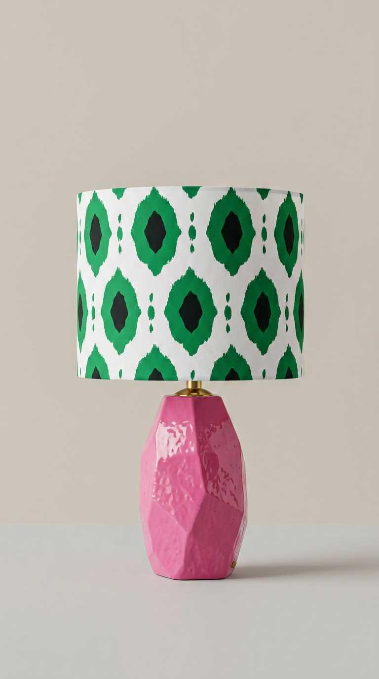 Verdant Bloom Pink Ceramic Table Lamp