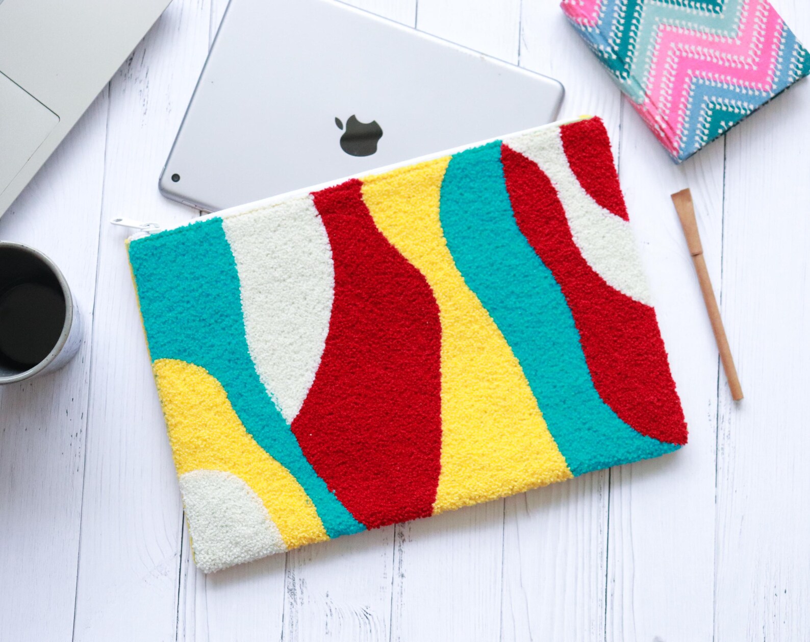The Boho Punch Needle Laptop Sleeve - Yellow