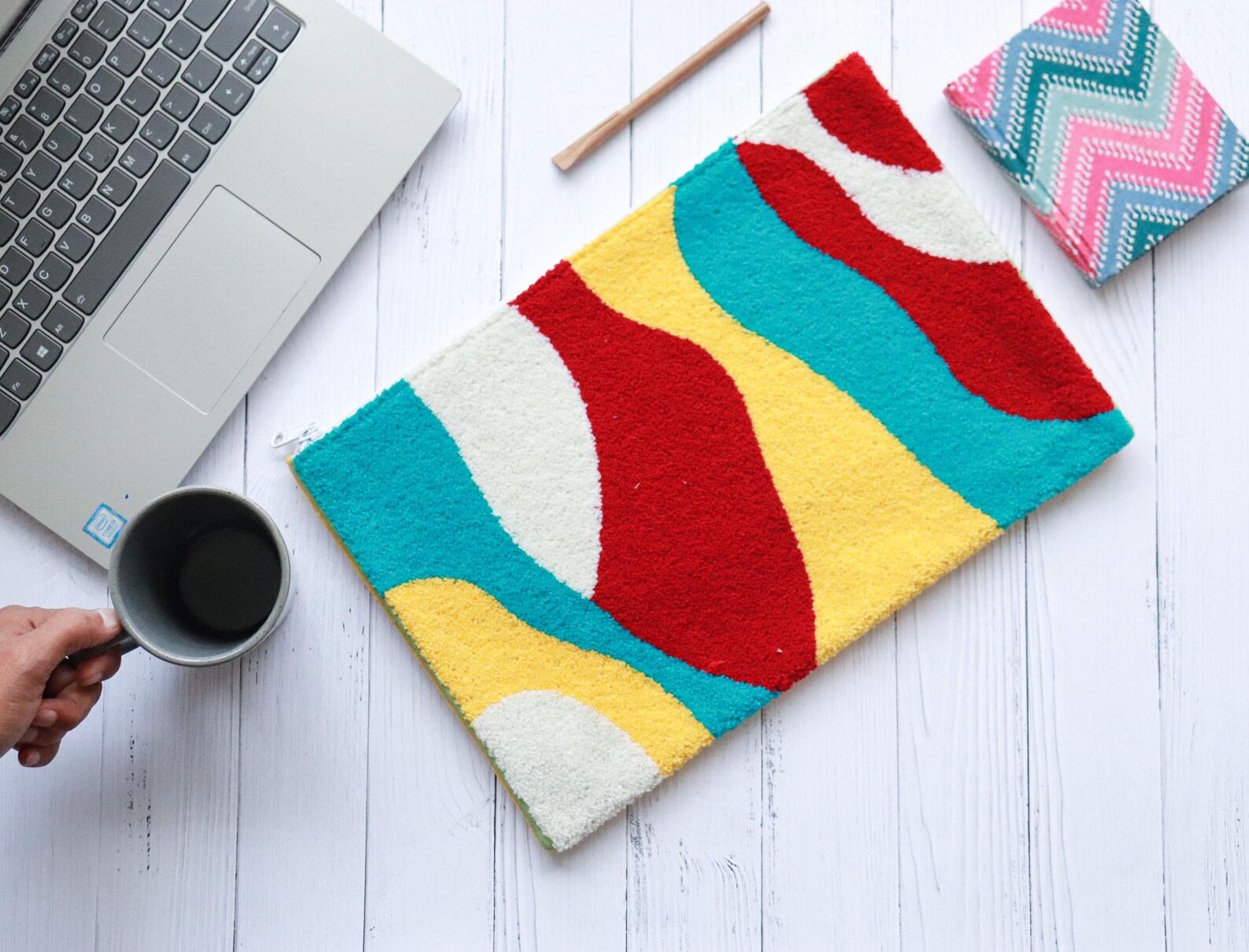 The Boho Punch Needle Laptop Sleeve - Yellow