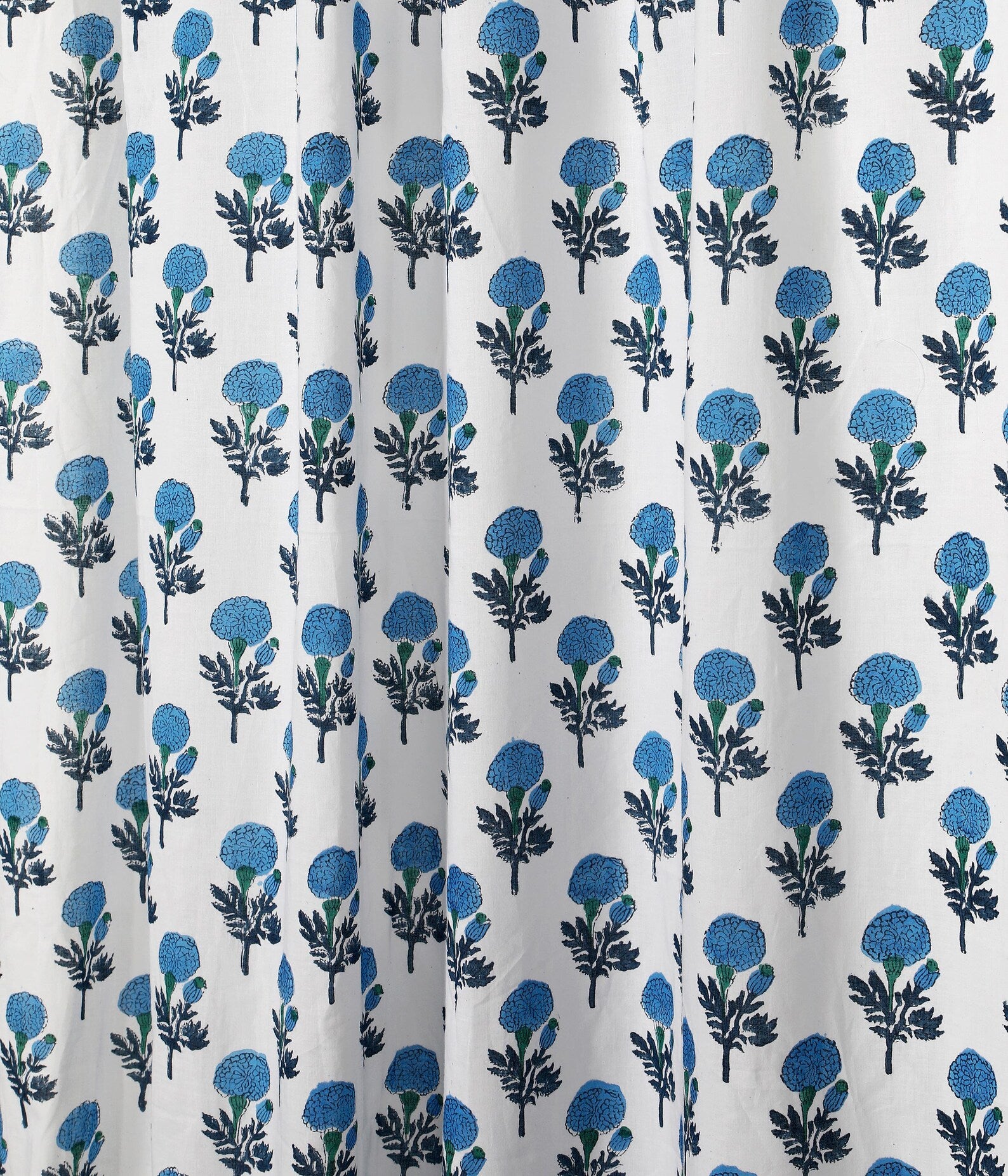 Blue Block Print Curtains