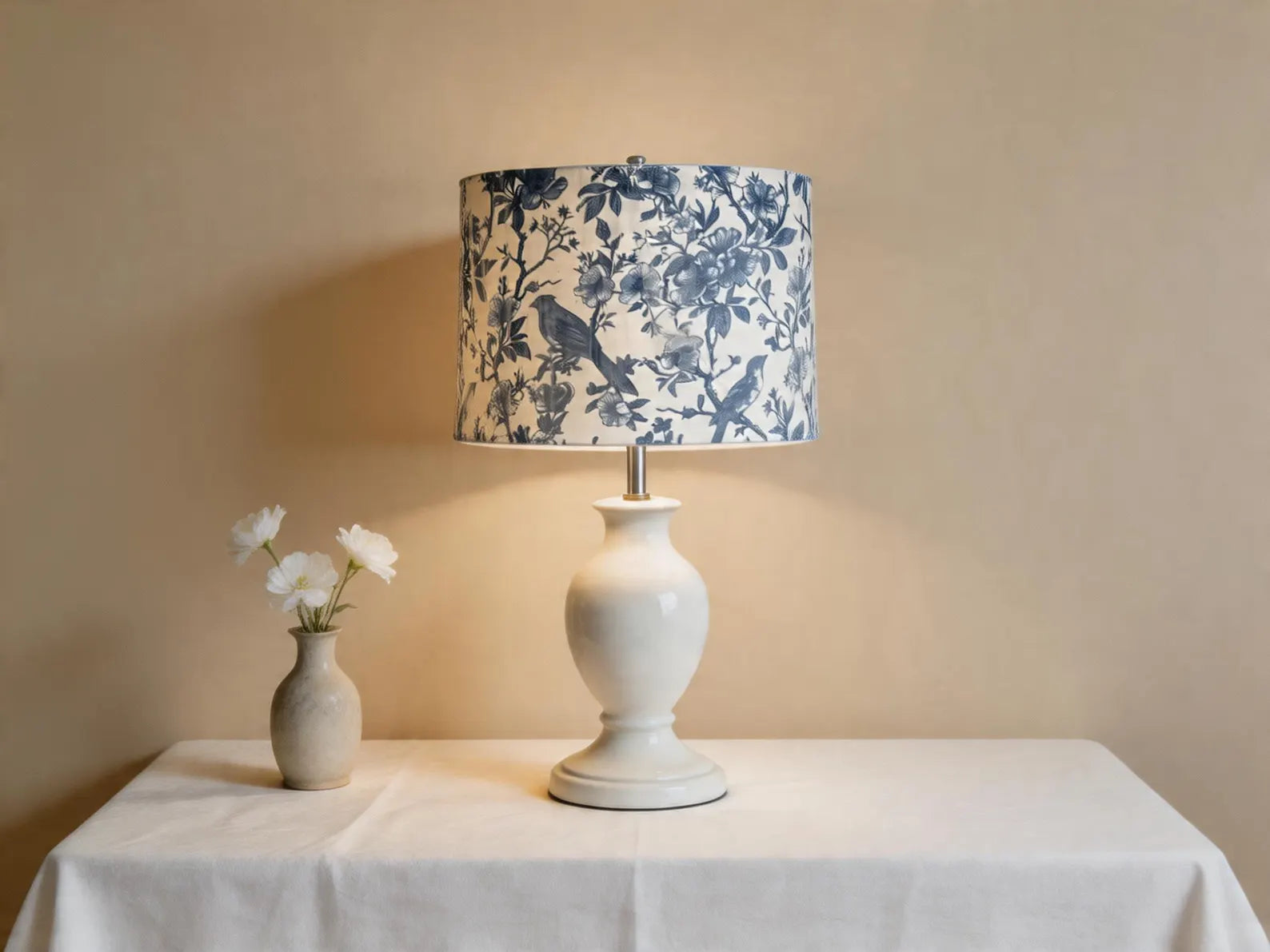 The Bird Floral Toile Drum Lampshade