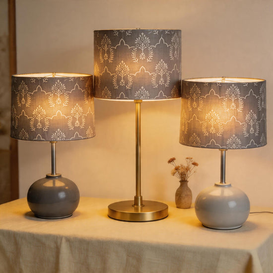 Gray Drum Lampshade 12.5” | Neutral Fabric Lamp Shade | Modern Table Lamp Shade | Classic Home Decor | Replacement Lampshade