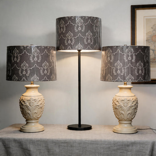 Gray Drum Lampshade 12.5” | Neutral Fabric Lamp Shade | Modern Table Lamp Shade | Classic Home Decor | Replacement Lampshade