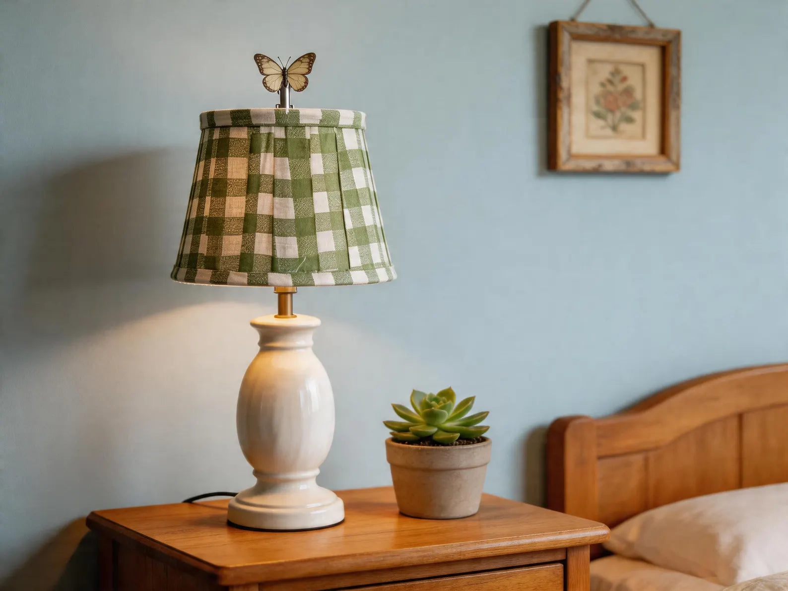 The Gingham Check Clip Pleated Lampshade