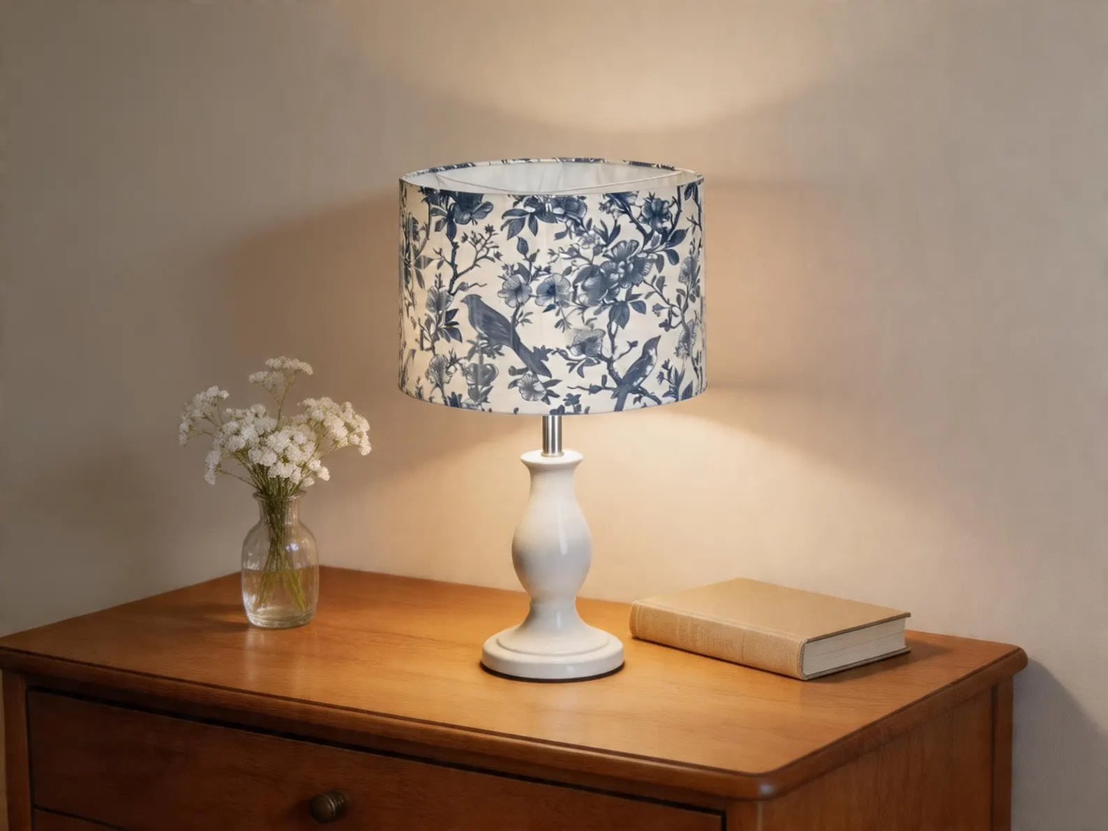 The Bird Floral Toile Drum Lampshade