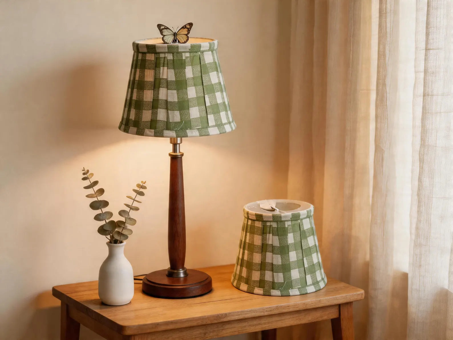 The Gingham Check Clip Pleated Lampshade