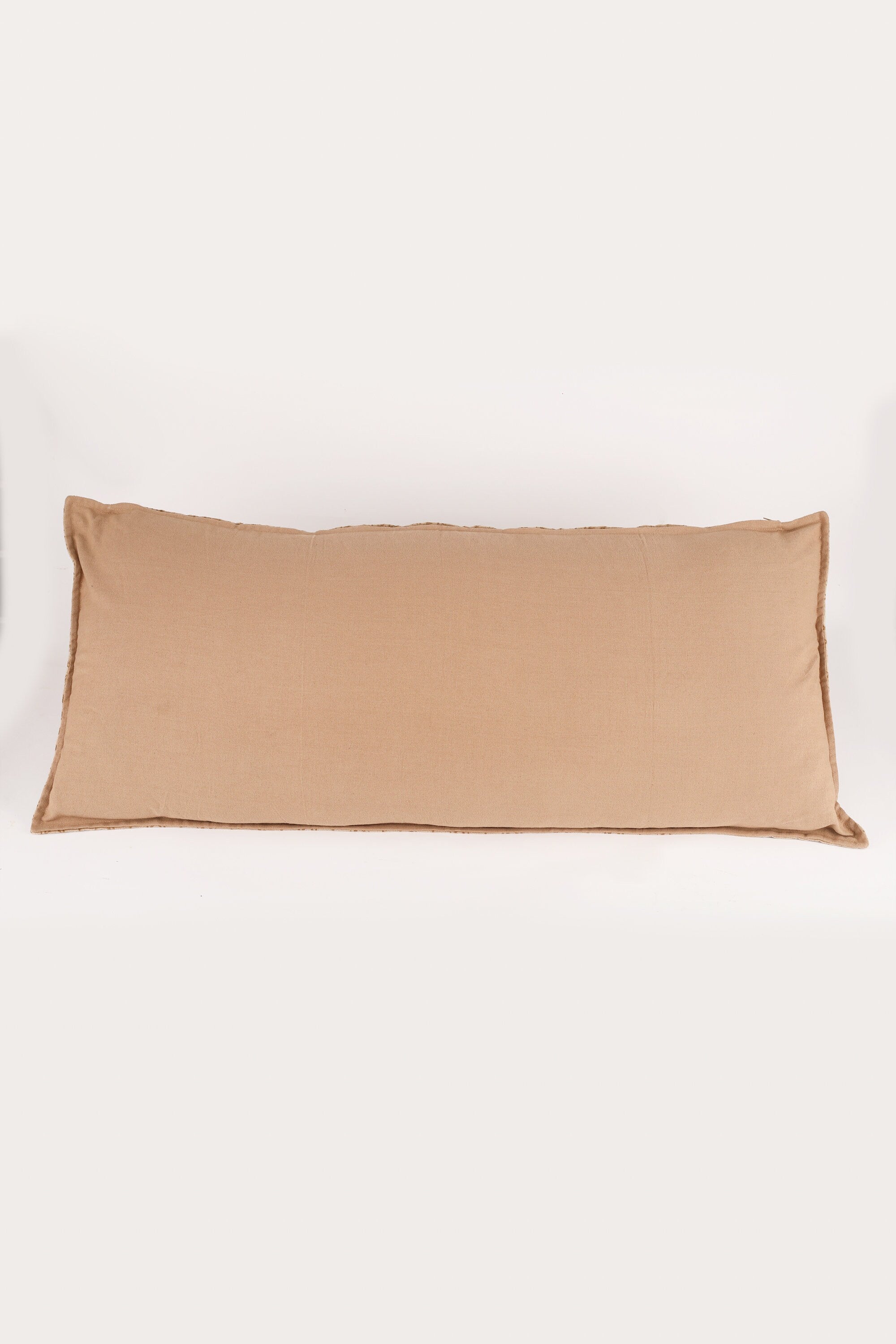 Oversized Lumbar Pillow Cover | Hand Block Print Neutral Cushion | 16x36 Boho Throw Pillow | Bed & Sofa Decor | Cotton Back with Zipper