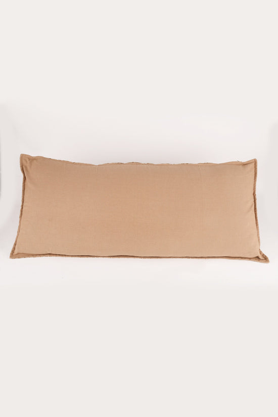 Oversized Lumbar Pillow Cover | Hand Block Print Neutral Cushion | 16x36 Boho Throw Pillow | Bed & Sofa Decor | Cotton Back with Zipper