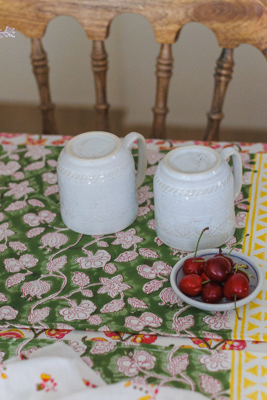 Green Cotton Table Placemats – Pomegranate Block Print, Set of 6