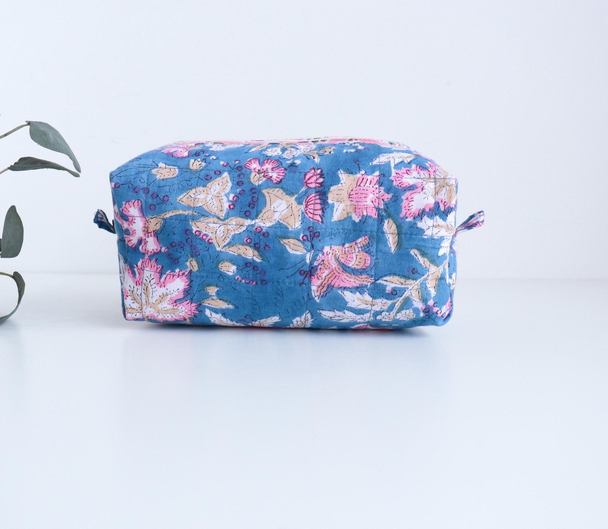 Travel Boxy Makeup Bag  - Blue Forest
