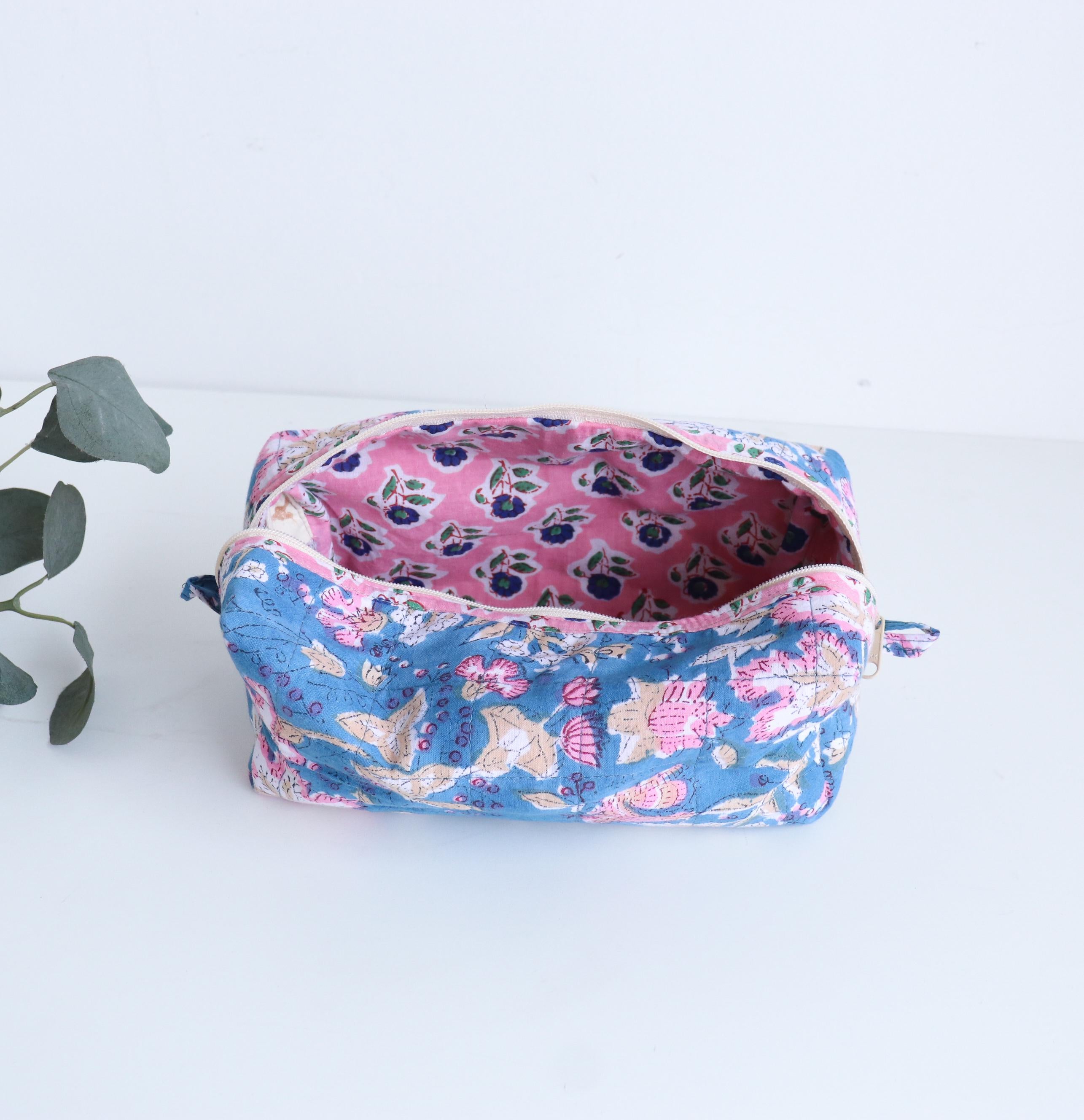 Travel Boxy Makeup Bag  - Blue Forest