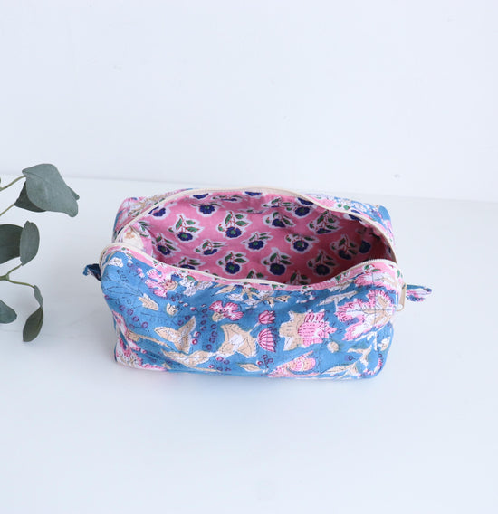 Travel Boxy Makeup Bag  - Blue Forest