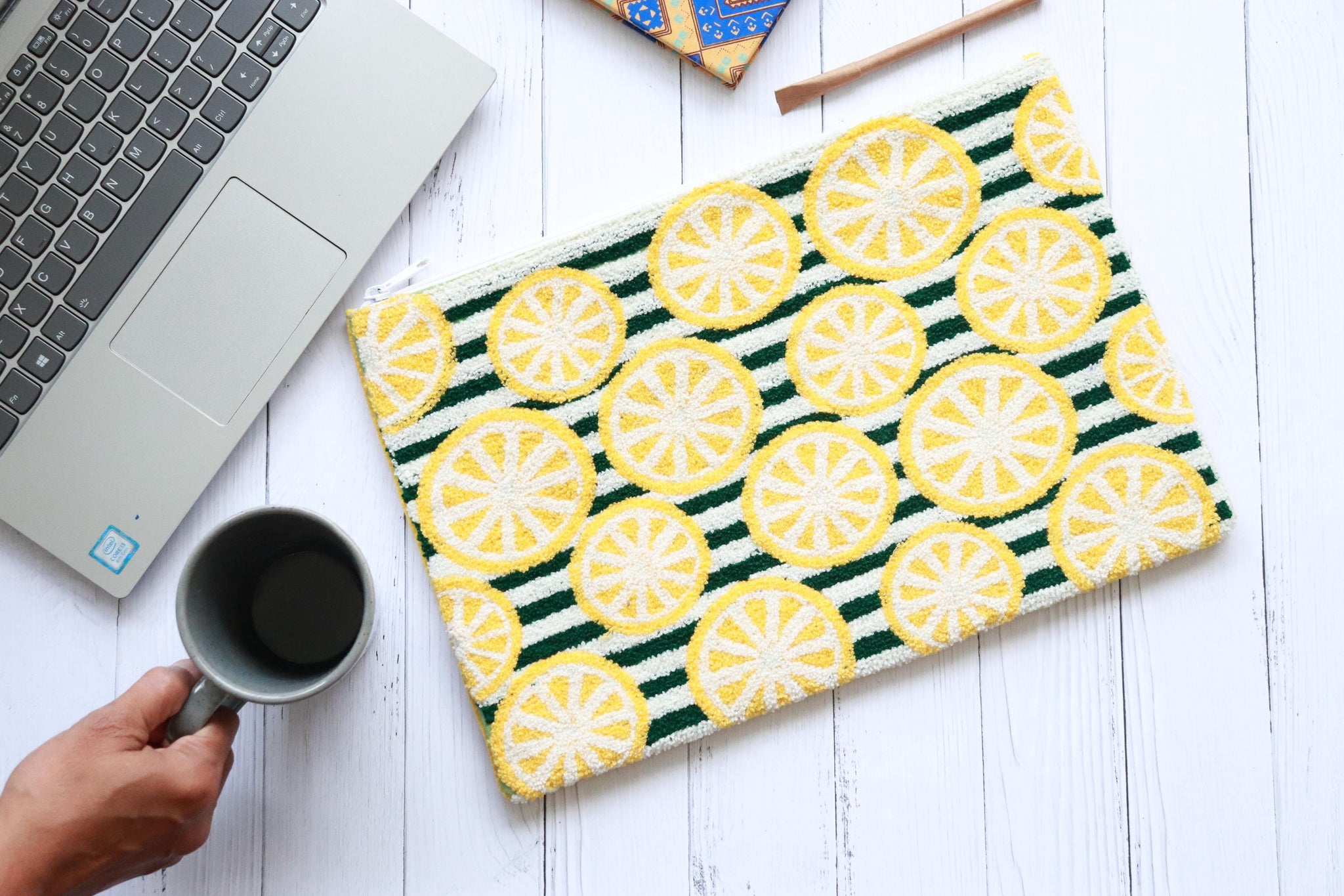 The Citrus Bloom Punch Needle Laptop Sleeve
