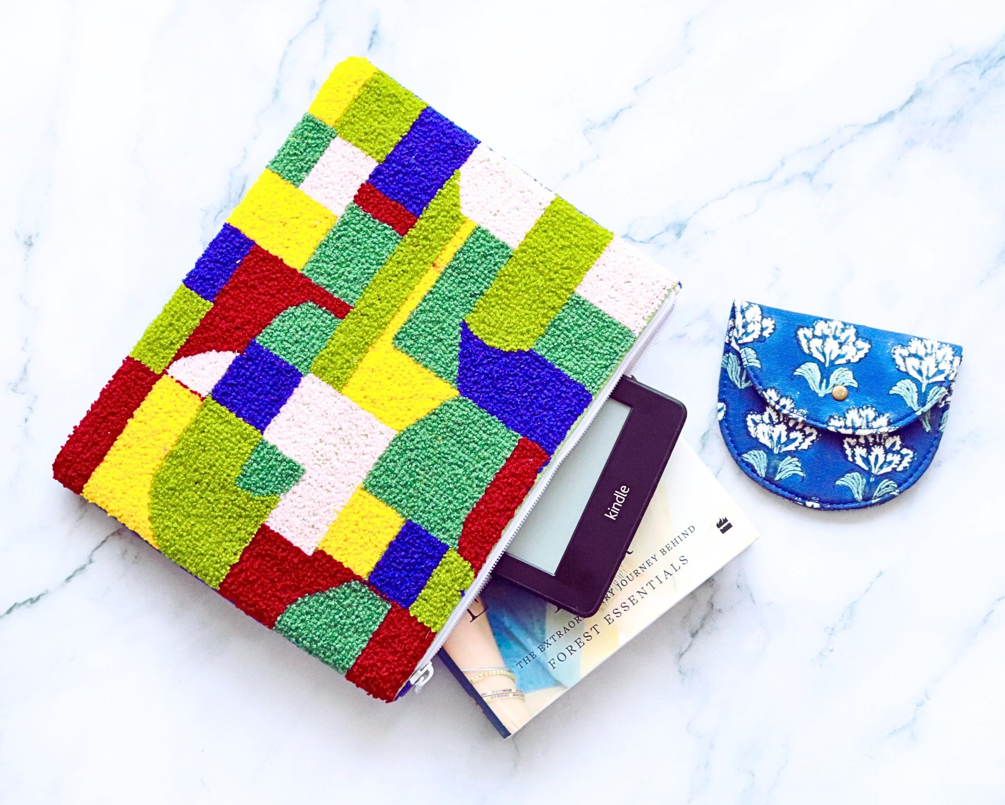 The Boho Punch Needle Laptop Sleeve - Blue