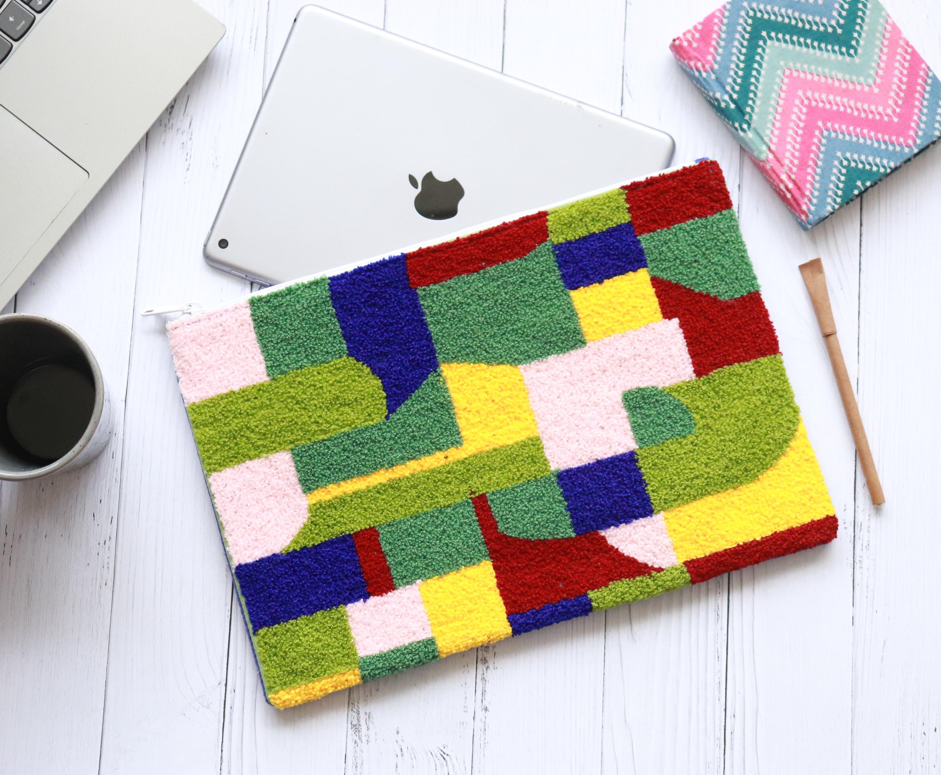 Punch Needle Laptop Sleeve | Handmade Tablet & MacBook Case | 8", 11", 13" Sizes | Boho Tech Sleeve | Colorful Gift for Students n Creatives