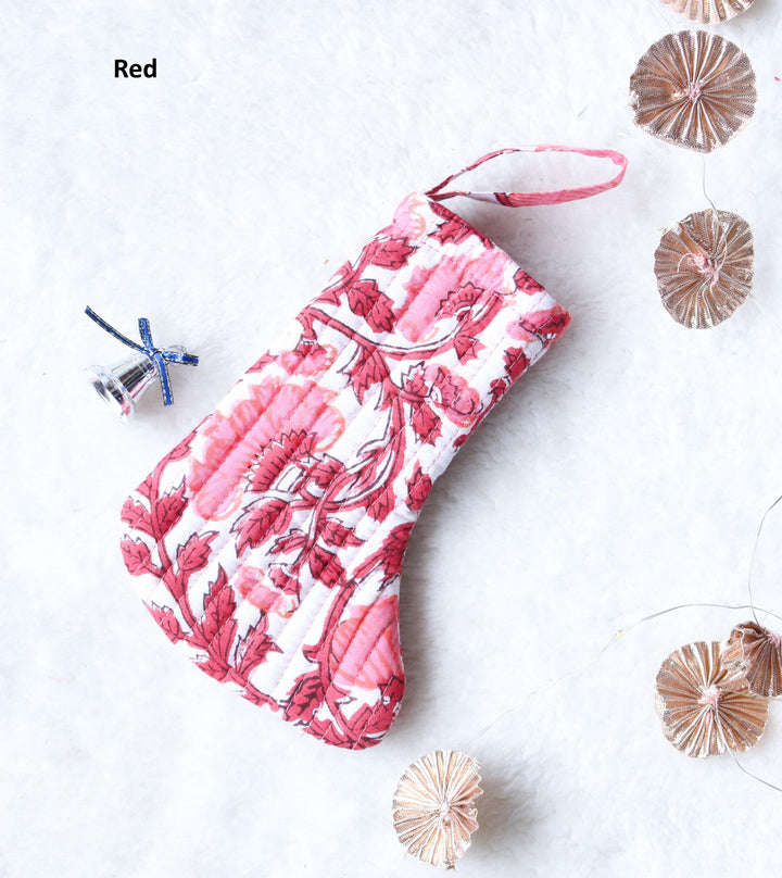Handmade Colorful Cotton Mini Stockings - Quilted Holiday Ornaments - Boho Farmhouse Decor