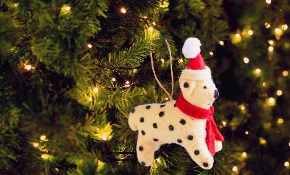 Dog Christmas Ornaments - Handmade Felt Christmas Tree Decorations - Holiday Gifting - Stocking Stuffer - Vintage Cute Dog Lovers Hanging