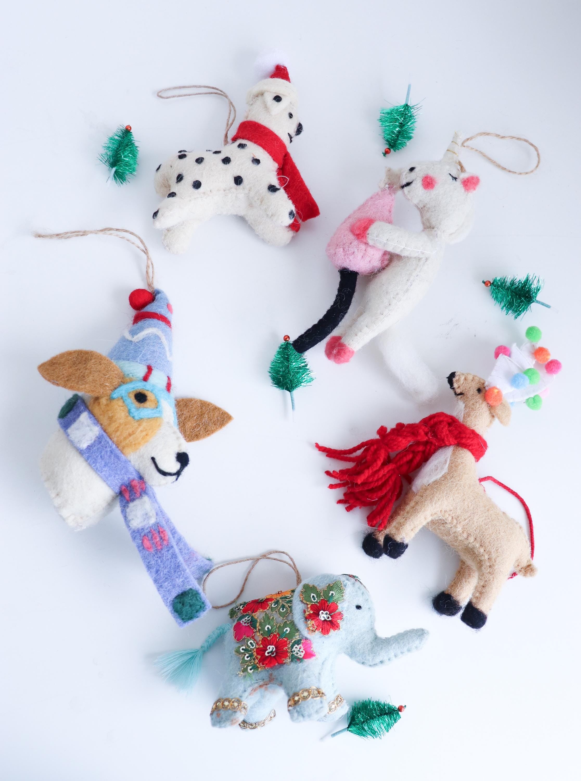 Handmade Felt Reindeer Ornament – Christmas Tree Decor with Pom Poms