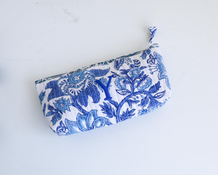 Handmade Floral Makeup Pouch – Personalized Embroidered Toiletry Bag