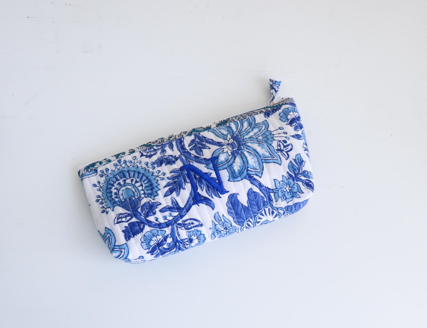 Handmade Floral Makeup Pouch – Personalized Embroidered Toiletry Bag