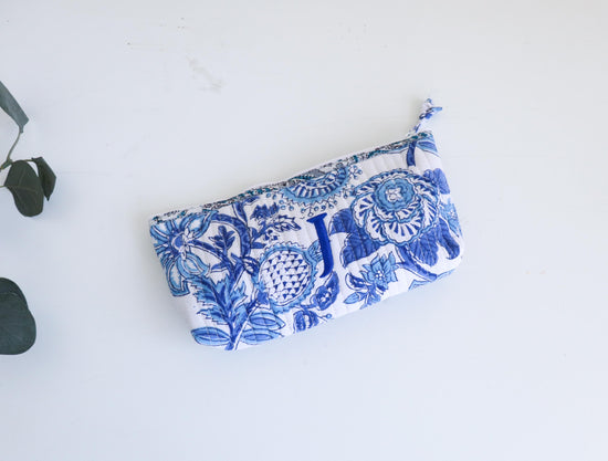 Handmade Floral Makeup Pouch – Personalized Embroidered Toiletry Bag