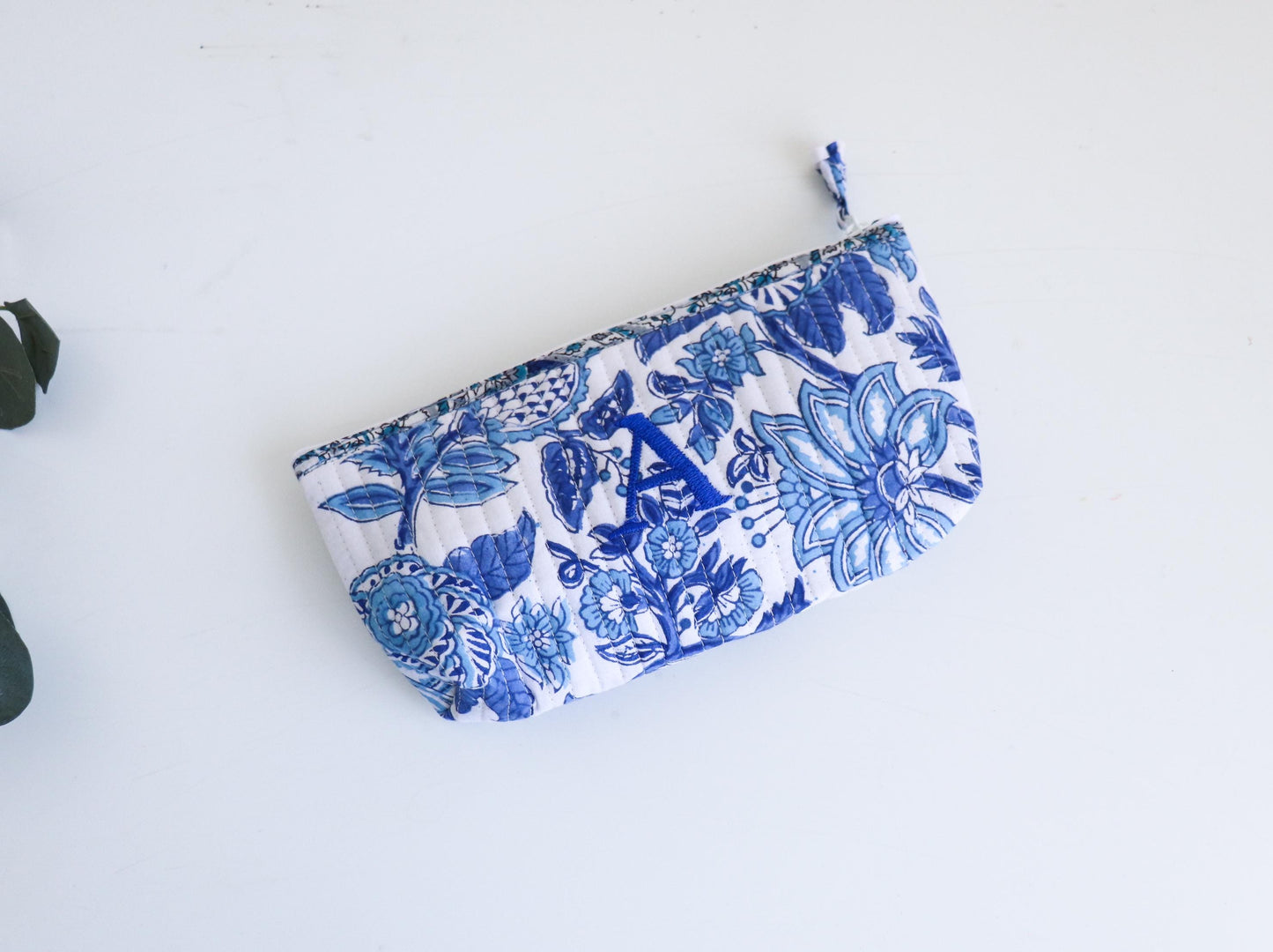 Handmade Floral Makeup Pouch – Personalized Embroidered Toiletry Bag