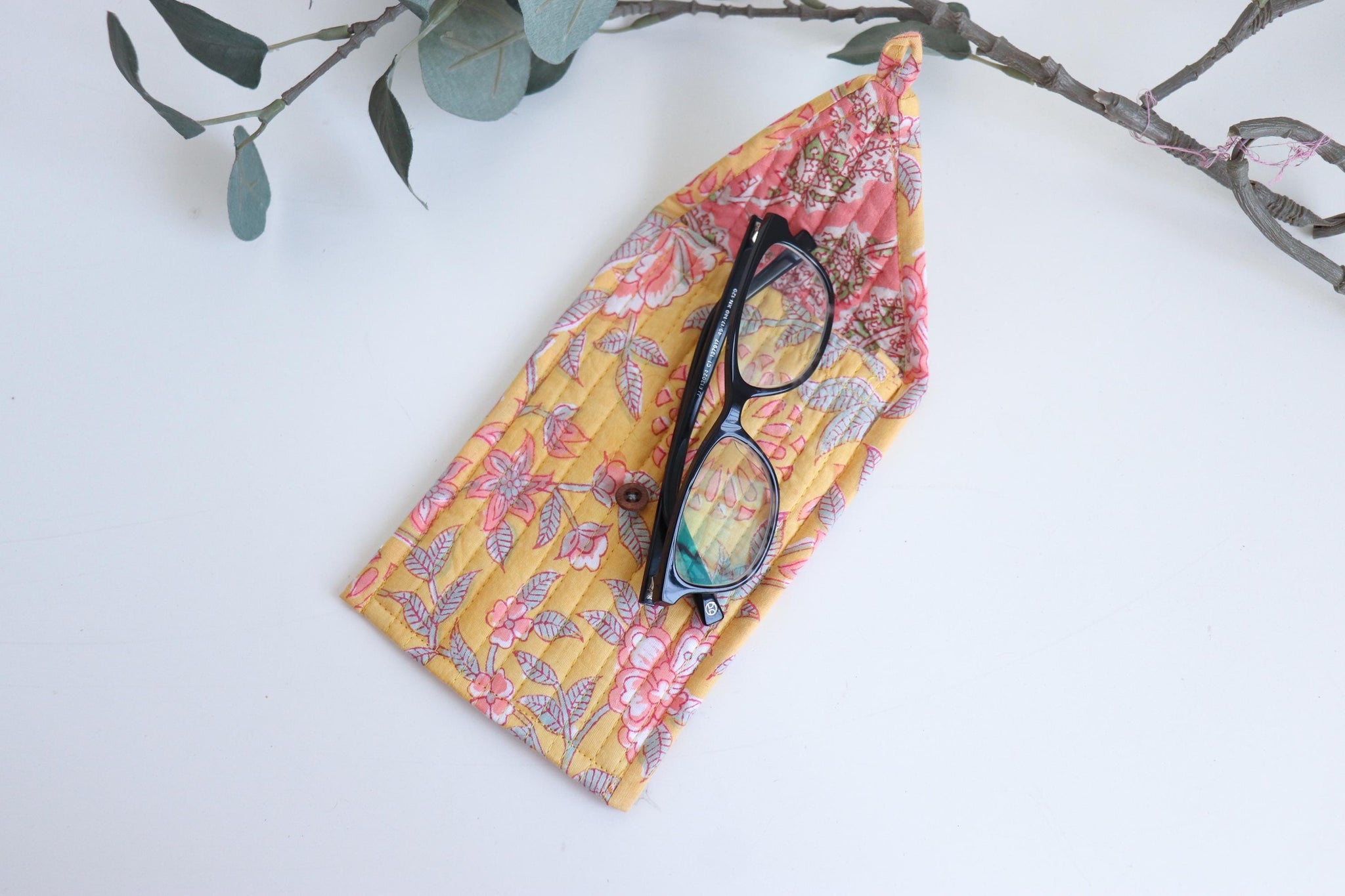 The Quilted Eyewear Case - Yellow