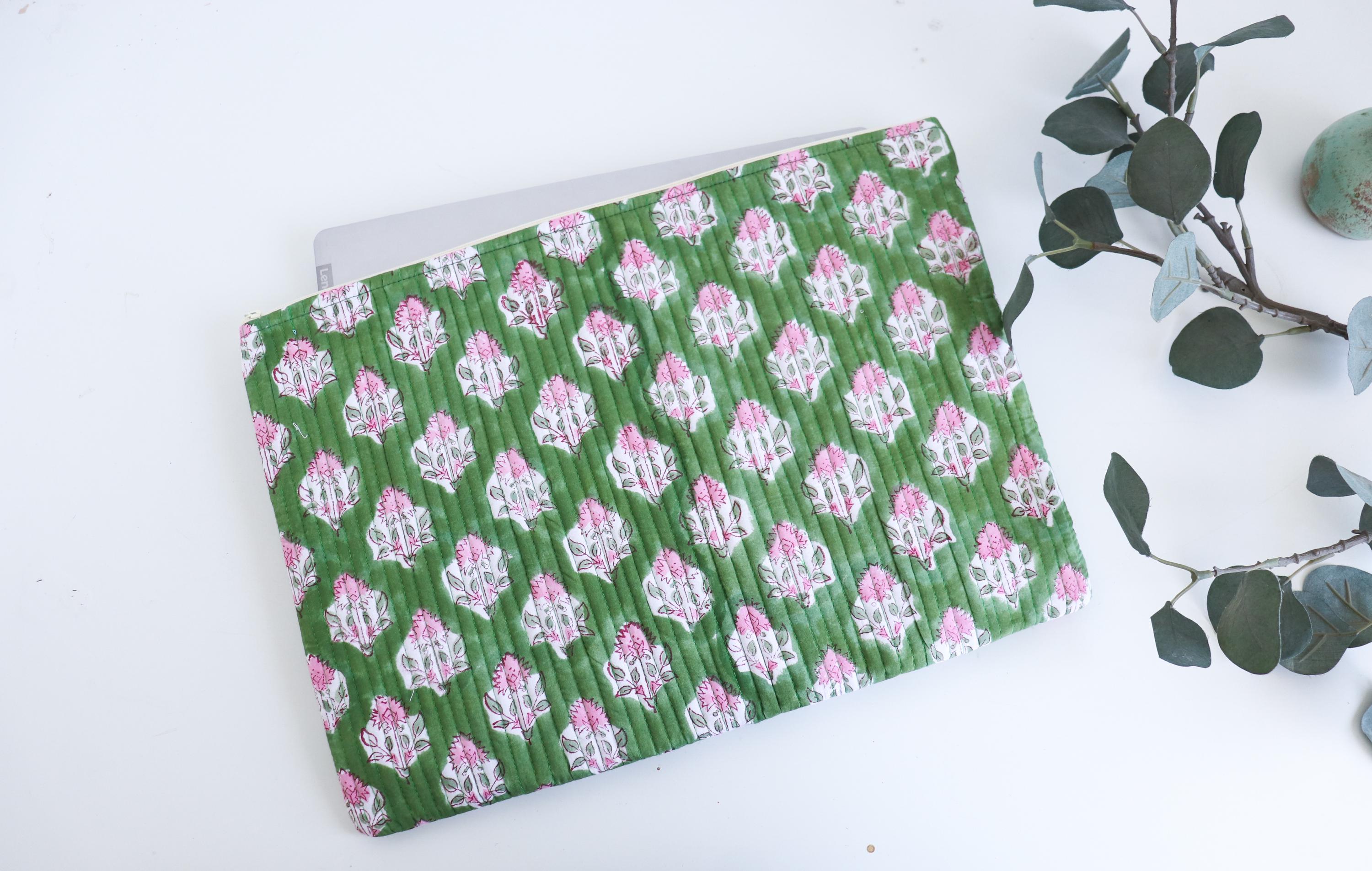Laptop Sleeve 13 in/15-16 in Cotton light Weight Laptop Sleeve-Quilted MacBook Air Case-MacBook Pro Case-Floral Laptop Sleeve-Tablet Sleeve